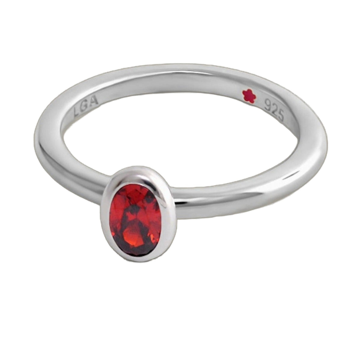 Layers of Love Stackable Ring Oval Bezel with red gemstone in a silver band by Lauren G Adams on Tampa Home & Garden Store