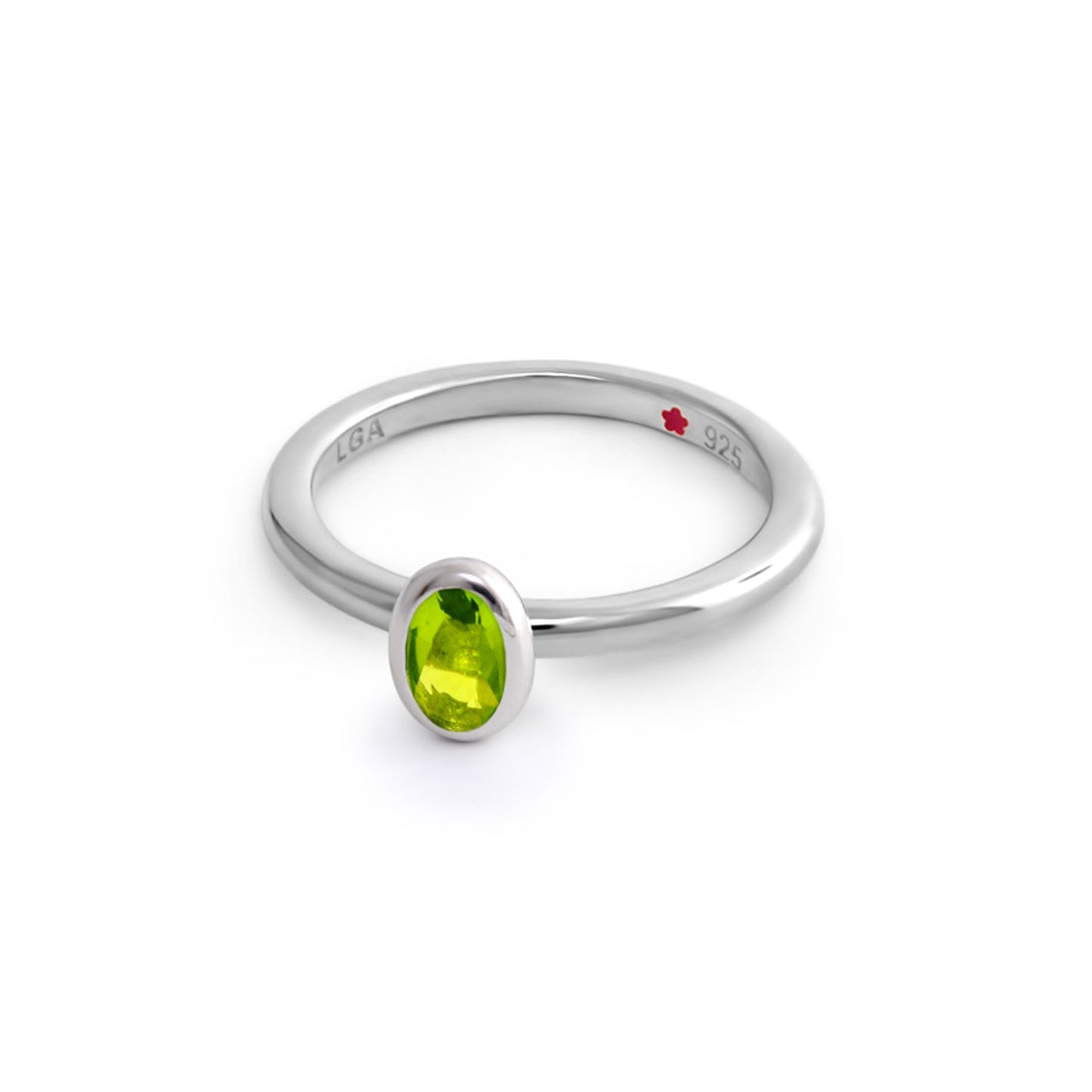Layers of Love Stackable Ring — Oval Bezel in sterling silver with lime peridot, LGA stamp on Tampa Home & Garden Store