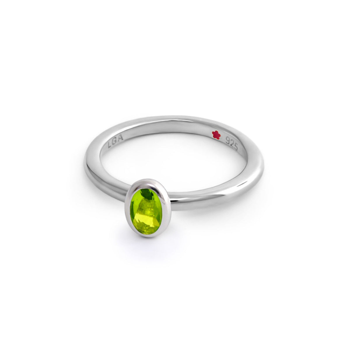 Layers of Love Stackable Ring — Oval Bezel in sterling silver with lime peridot, LGA stamp on Tampa Home & Garden Store