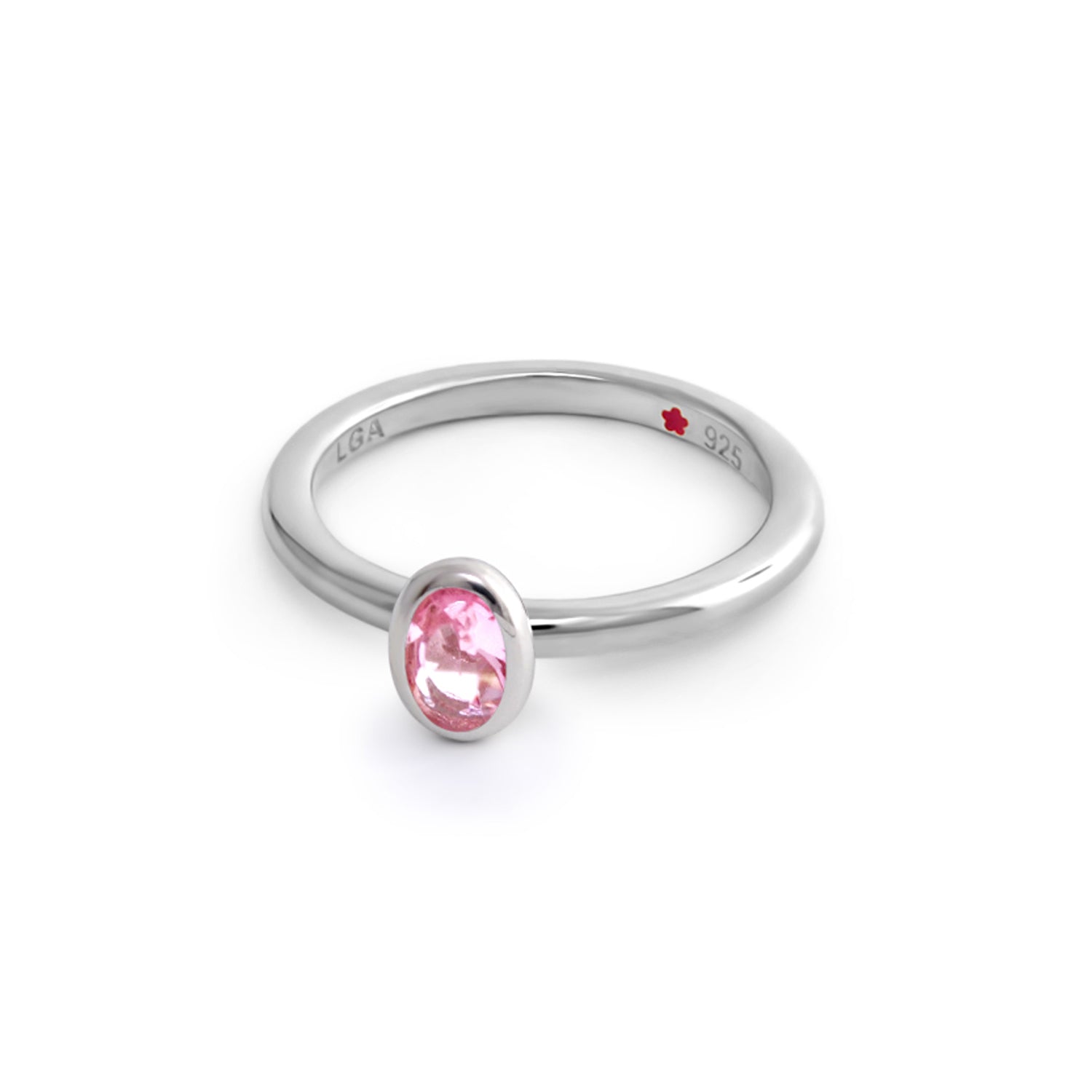 Layers of Love Oval Bezel ring by Lauren G Adams, pink gemstone, sterling silver band, 925 on Tampa Home & Garden Store