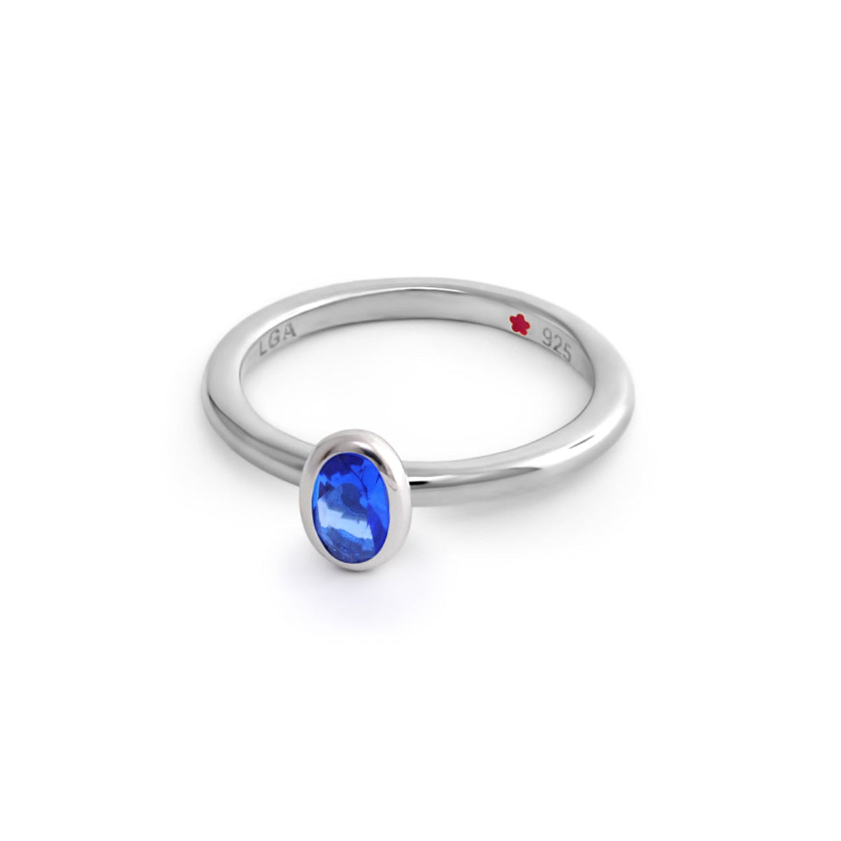 Layers of Love Stackable Ring — Oval blue gemstone, sterling silver bezel, LGA stamp on Tampa Home & Garden Store