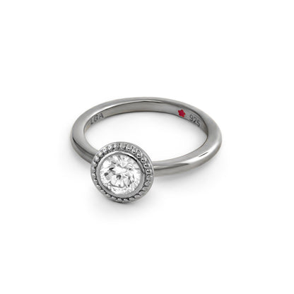 Layers of Love Stackable Ring by Lauren G Adams — Round Milgrain Edge in sterling silver with a round center stone on Tampa Home & Garden Store