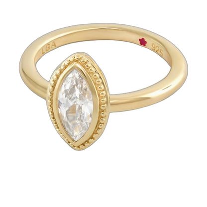 Stackable ring Layers of Love with marquise milgrain edge gold tone by Lauren G Adams on Tampa Home & Garden Store