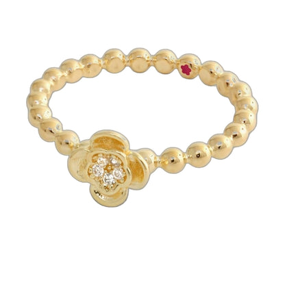 Layers of Love Pavé Flower Beaded Band stackable ring set in gold-tone by Lauren G Adams (2 rings) on Tampa Home & Garden Store