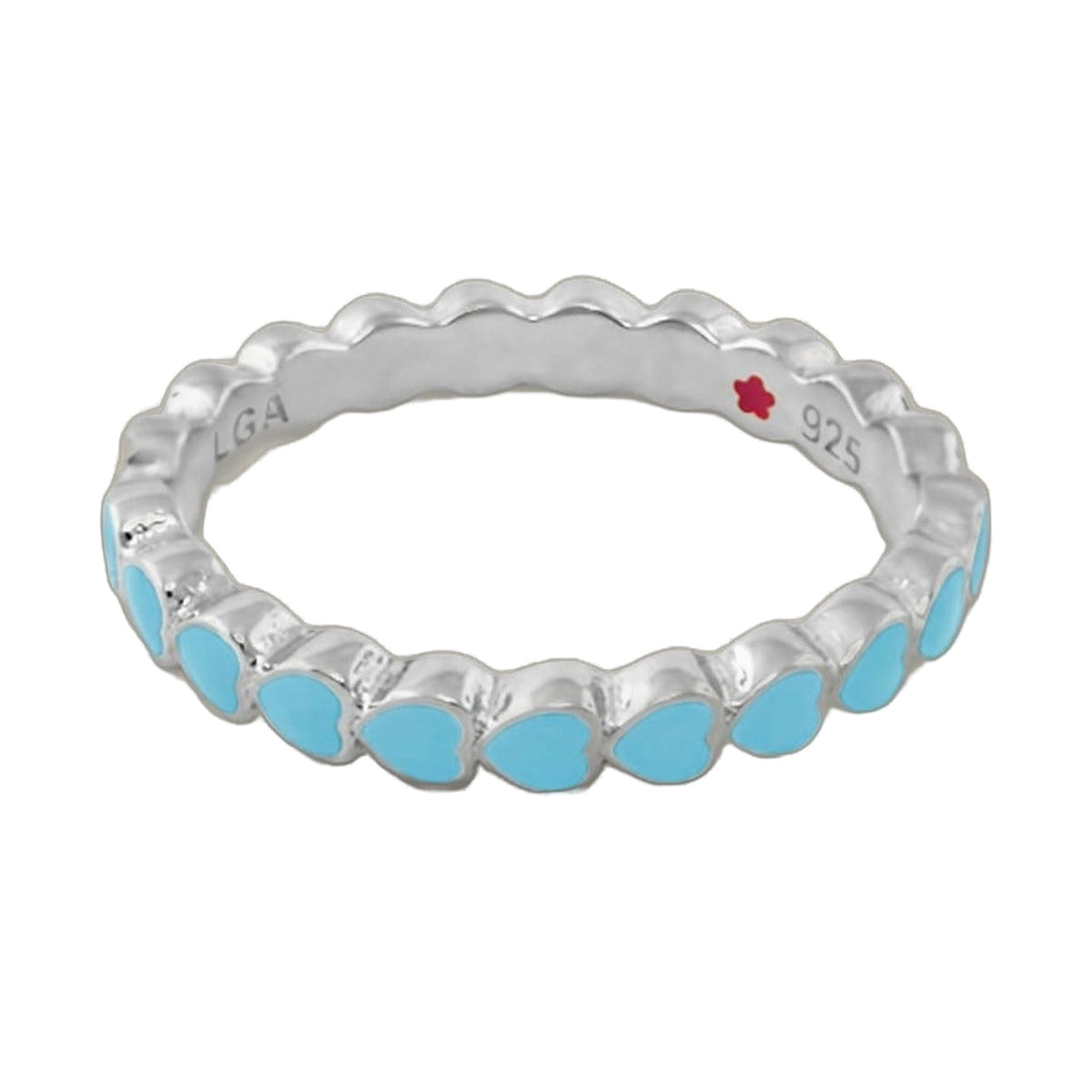 Layers of Love stackable ring enamel heart row in blue enamel on silver band by Lauren G Adams on Tampa Home & Garden Store