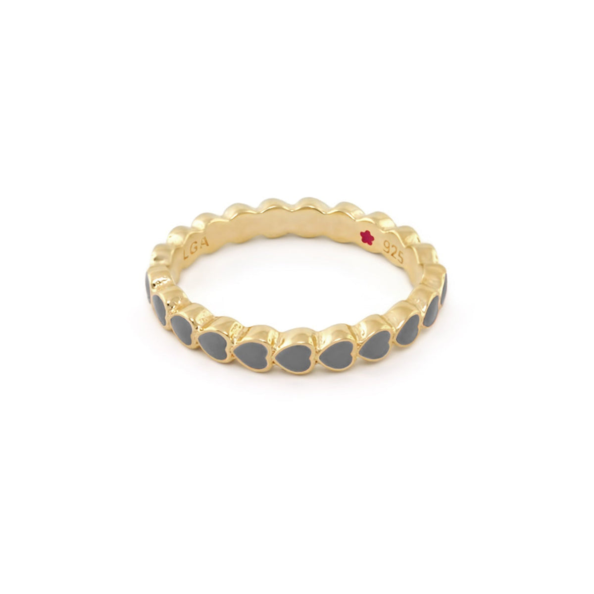 Layers of Love Stackable Ring in gold-tone with grey enamel heart row by Lauren G Adams on Tampa Home & Garden Store