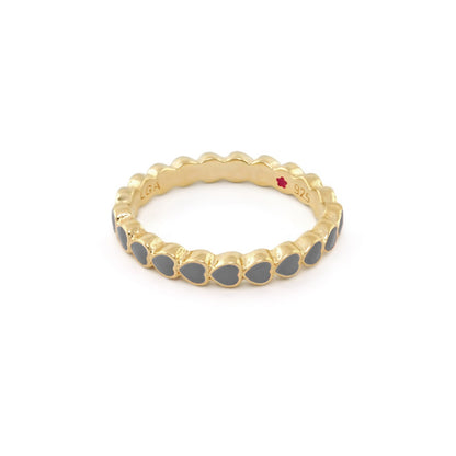 Layers of Love Stackable Ring in gold-tone with grey enamel heart row by Lauren G Adams on Tampa Home & Garden Store