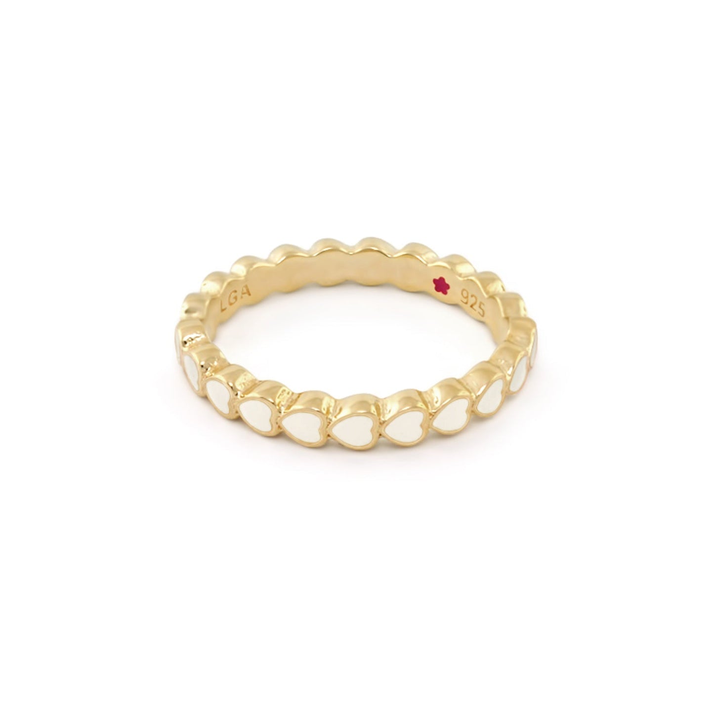 Layers of Love Stackable Ring with enamel white heart row in gold by Lauren G Adams on Tampa Home & Garden Store