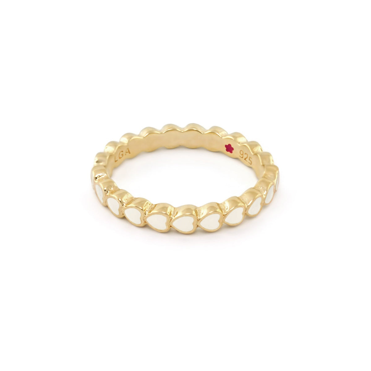 Layers of Love Stackable Ring with enamel white heart row in gold by Lauren G Adams on Tampa Home & Garden Store
