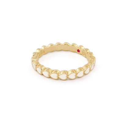 Layers of Love Stackable Ring with enamel white heart row in gold by Lauren G Adams on Tampa Home & Garden Store