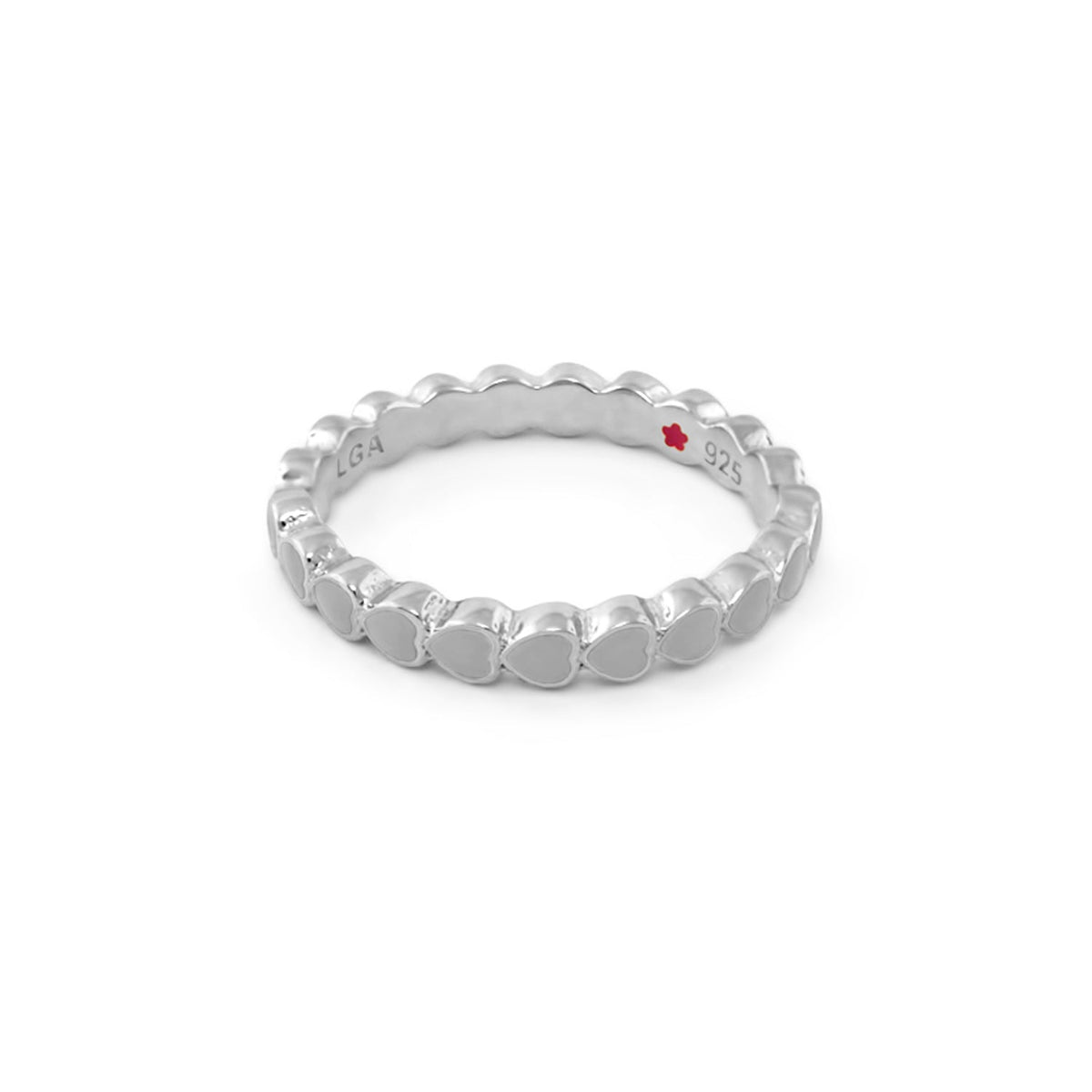 Layers of Love Stackable Ring - Enamel Heart Row on a polished silver band, Lauren G Adams 925 on Tampa Home & Garden Store