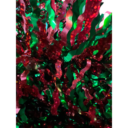 Guirlande holographique rouge et verte ondulée à 3 plis