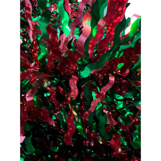 Red and Green Holographic  Garland  Wavy Cut  3ply - Tampa Home & Garden Store