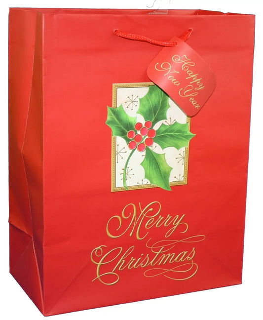 Gift Bag Merry Christmas Red with holly frame by The Country Christmas Loft on Tampa Home & Garden Store