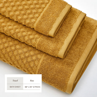 Cotton Diamond Waffle Weave Bath Towel Set