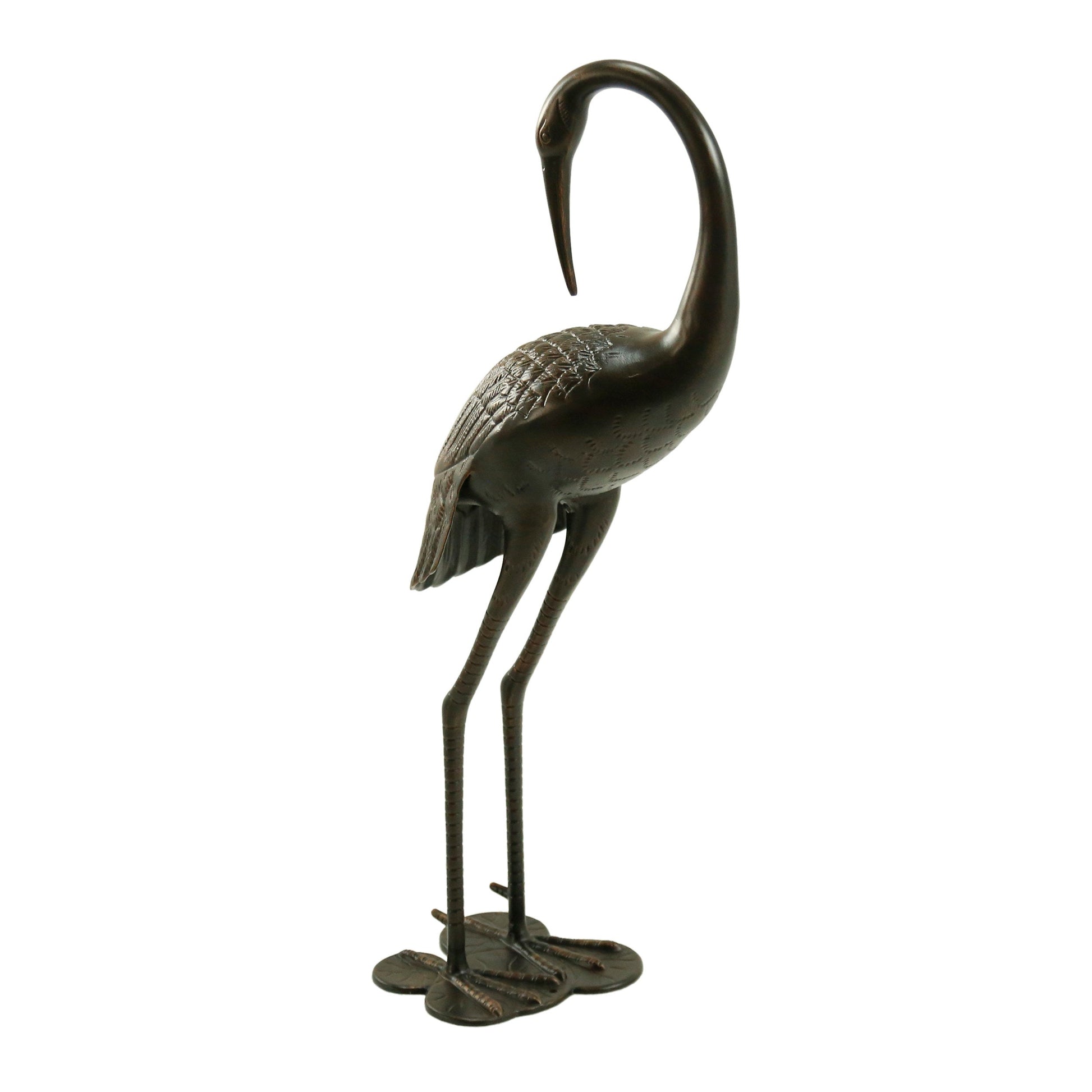 Sunny Outdoor 39 Inch Aluminum Crane statue by HouseOfZazla, bronze finish garden accessory on Tampa Home & Garden Store