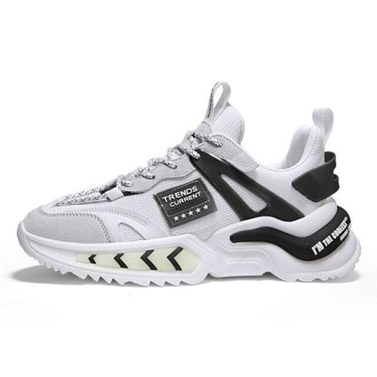 Stevvex men's running sneakers in white gray with breathable mesh and chunky sole on Tampa Home & Garden Store