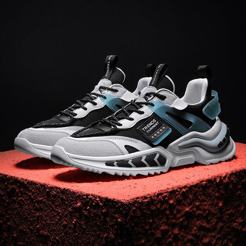 Stevvex men's running sneakers black white teal with breathable mesh and chunky sole pair on Tampa Home & Garden Store