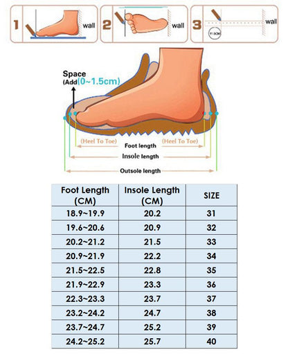 Stevvex black running sneakers size guide with foot-length diagram and size chart on Tampa Home & Garden Store