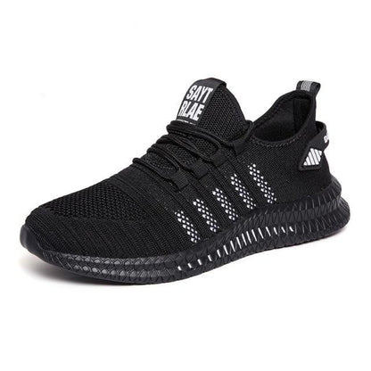 Running lightweight breathable black men's sport sneakers by Stevvex with knit upper and non-slip sole on Tampa Home & Garden Store