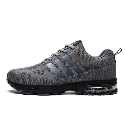 Stevvex gray mesh running sneakers with air cushion, lace-up low-top athletic shoes for men on Tampa Home & Garden Store
