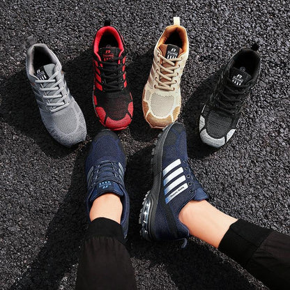 Stevvex running sneakers men's athletic shoes navy blue breathable knit six colorways shown on Tampa Home & Garden Store