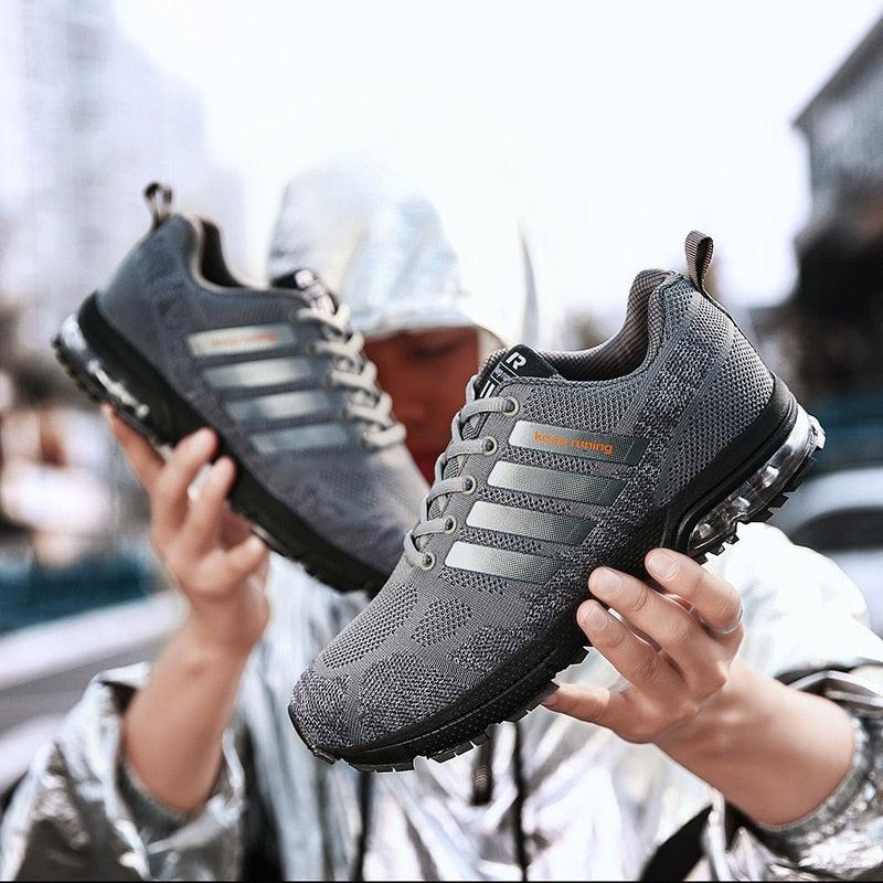 Running mens sport elegant sneakers lace-up low-top breathable gray athletic shoes Stevvex on Tampa Home & Garden Store