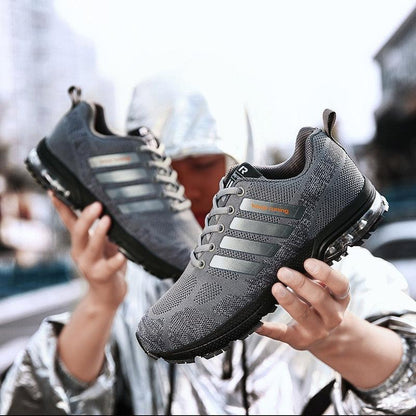 Running mens sport elegant sneakers lace-up low-top breathable gray athletic shoes Stevvex on Tampa Home & Garden Store