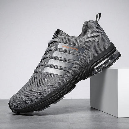 Stevvex running sneakers gray knit upper, lace-up, low-top with air-cushion heel on Tampa Home & Garden Store