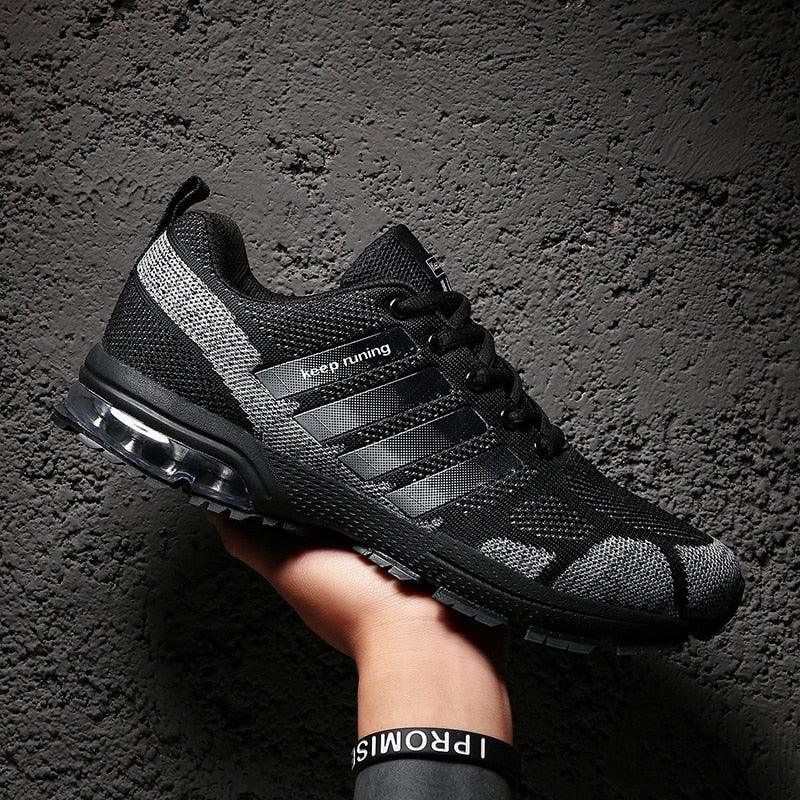 Stevvex running sneakers black mesh upper with air-cushion sole on Tampa Home & Garden Store