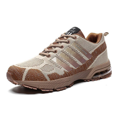 Running mens sport elegant sneakers Stevvex beige-brown knit upper with air cushion sole on Tampa Home & Garden Store