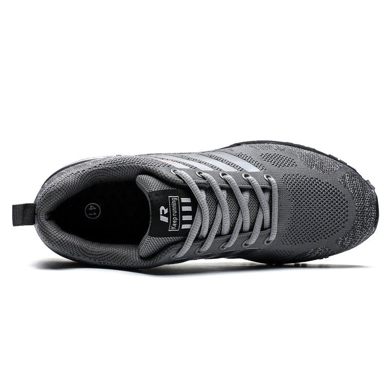 Stevvex athletic running sneakers gray knit upper lace-up low-top trainer for men on Tampa Home & Garden Store
