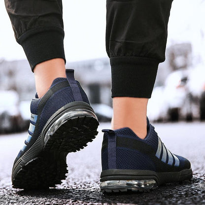 Stevvex running sneakers navy mesh upper, air cushion midsole, lace-up athletic shoes on Tampa Home & Garden Store