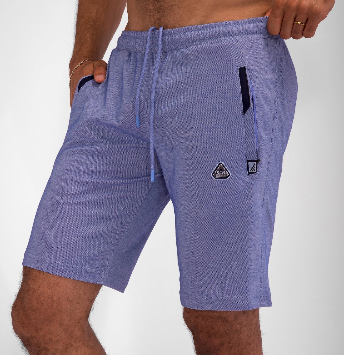 Urban Stride All-Day Wear Shorts, 11-inch inseam, lavender with drawstring, SCR Sportswear logo on Tampa Home & Garden Store