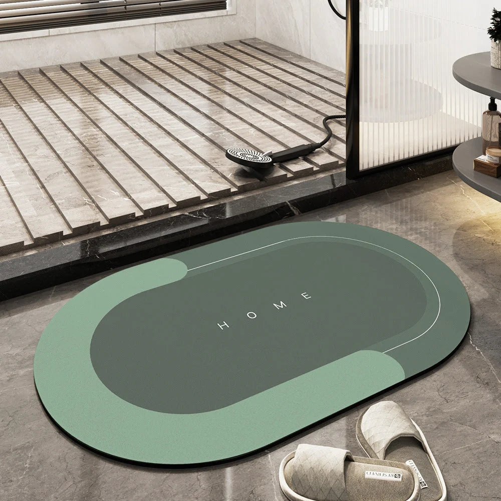 Non-Slip Quick Dry Bath Mat Moktan Sabai green charcoal oval rug Bath Mats & Rugs on Tampa Home & Garden Store