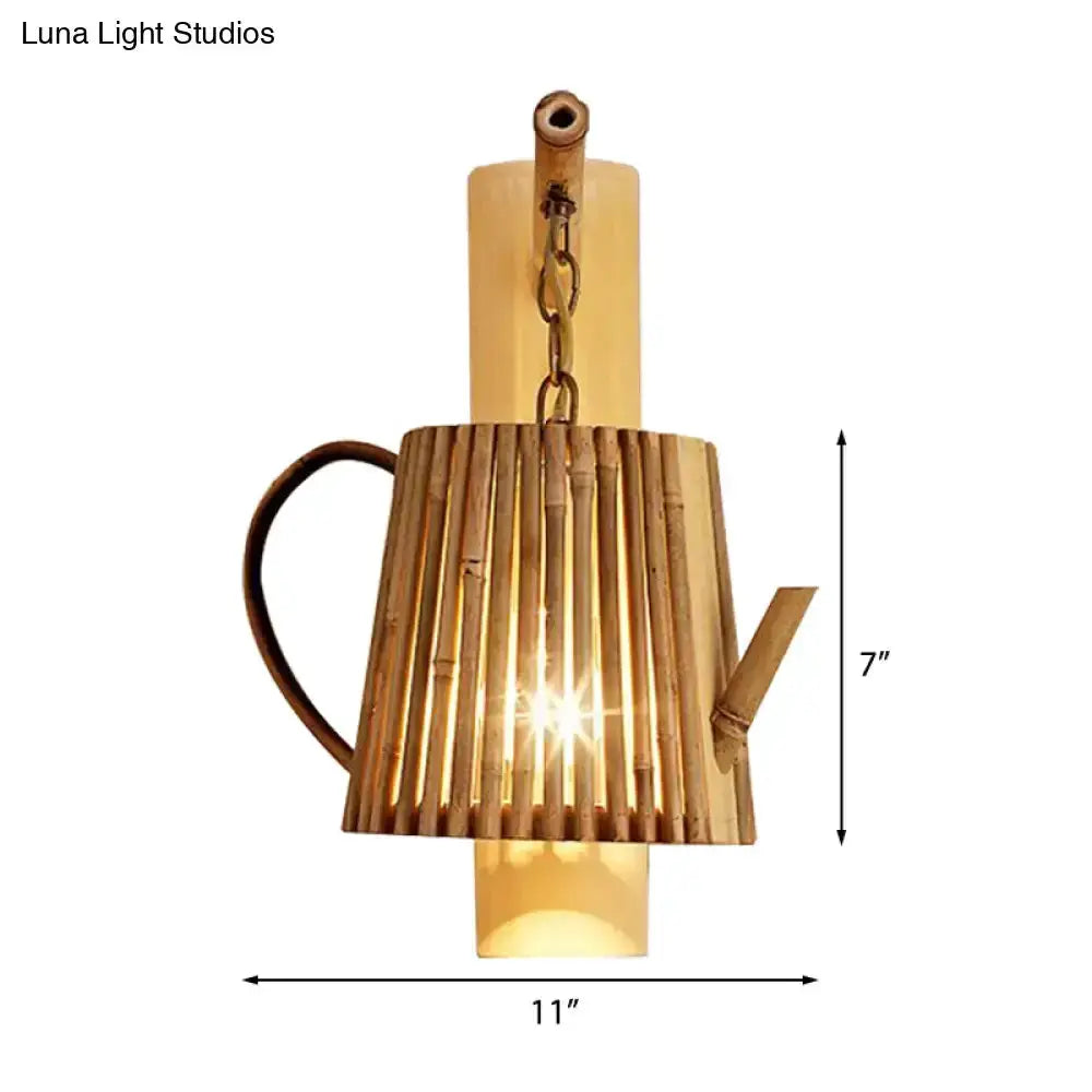 Rustic Bamboo Cylinder House Sconce Light Fixture