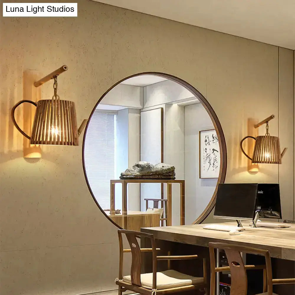 Rustic Bamboo Cylinder House Sconce Light Fixture