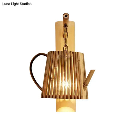Rustic Bamboo Cylinder House Sconce Light Fixture