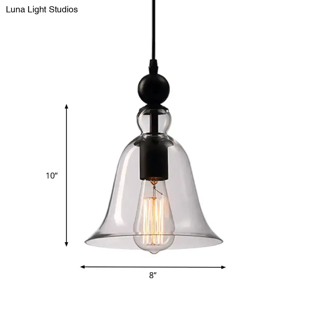 Rustic black bell glass ceiling pendant lamp with clear shade and Edison bulb by Decorbites on Tampa Home & Garden Store