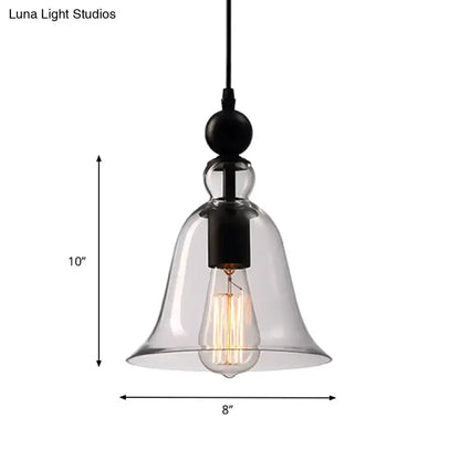 Rustic black bell glass ceiling pendant lamp with clear shade and Edison bulb by Decorbites on Tampa Home & Garden Store