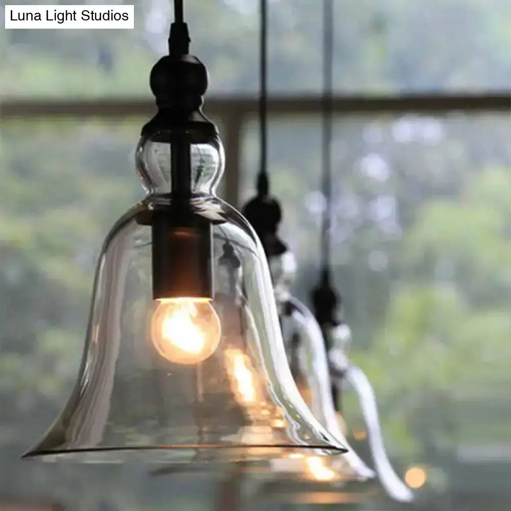 3 rustic black bell glass ceiling pendant lamps by Decorbites for kitchen lighting on Tampa Home & Garden Store