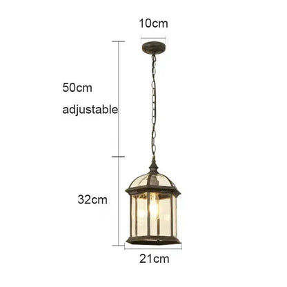 Rustic black and brass outdoor hanging lantern light with glass panels and chain Decorbites on Tampa Home & Garden Store