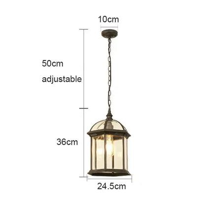 Rustic black brass hanging lantern with glass panels on chain for patio by Decorbites on Tampa Home & Garden Store