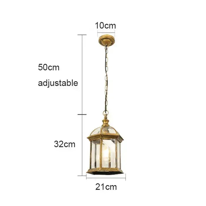 Rustic black & brass outdoor hanging lantern by Decorbites with glass panels on Tampa Home & Garden Store