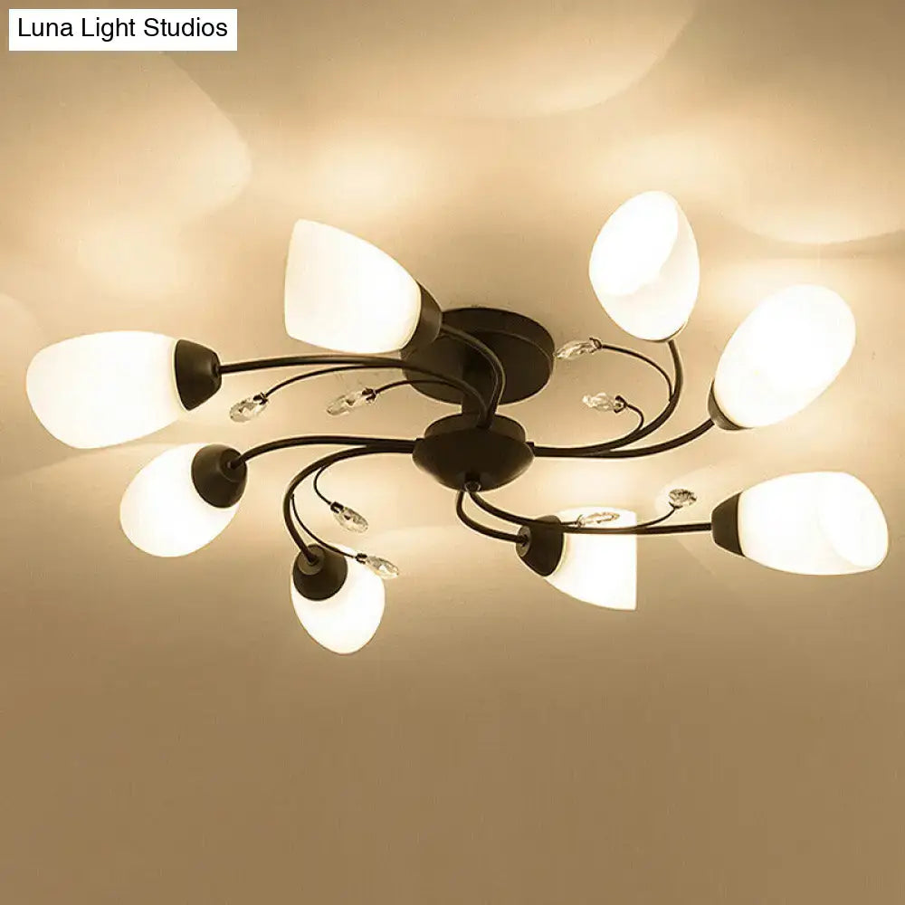 Black Opal Flush Light Decorbites, black metal frame with opal shades, flush mount on Tampa Home & Garden Store