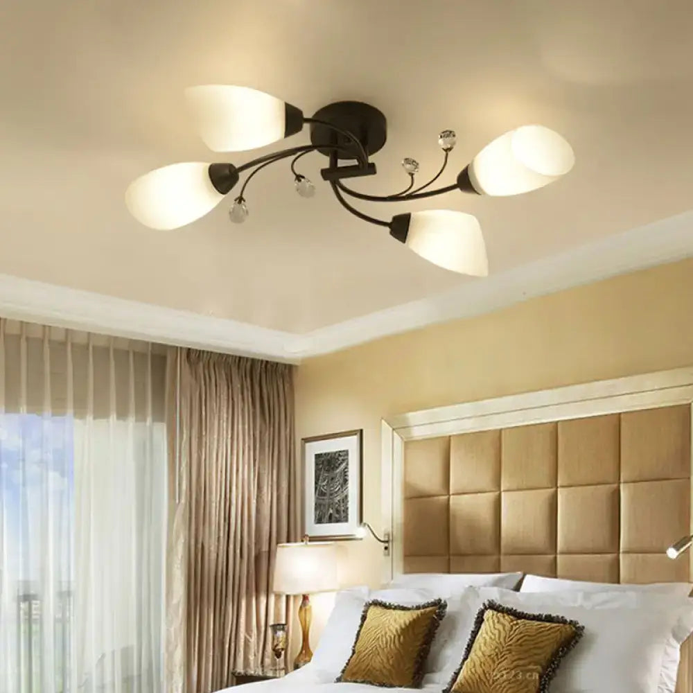 Black Opal Glass Flush Light by Decorbites, five-light black metal flush mount on Tampa Home & Garden Store