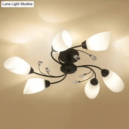 Black Opal Glass Flush Light multi-arm ceiling fixture with opal glass shades Decorbites on Tampa Home & Garden Store