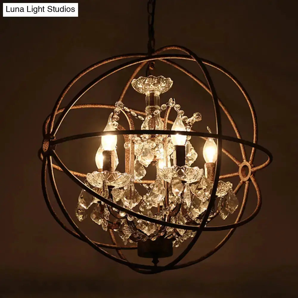 Rustic black wrought iron crystal deco chandelier with crystal prisms for dining room Decorbites on Tampa Home & Garden Store