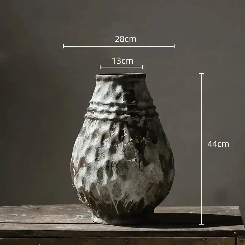Rustic gray and white coarse pottery vase by Decorbites, textured glaze, 44cm tall on Tampa Home & Garden Store