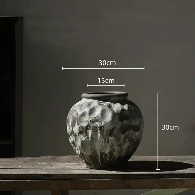 Rustic gray and white coarse pottery vase for living room decor Decorbites on Tampa Home & Garden Store